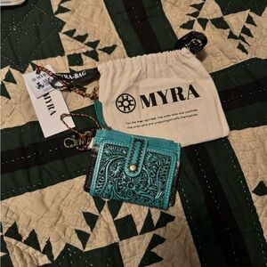 Myra Bag Turquoise Embossed Leather Wallet